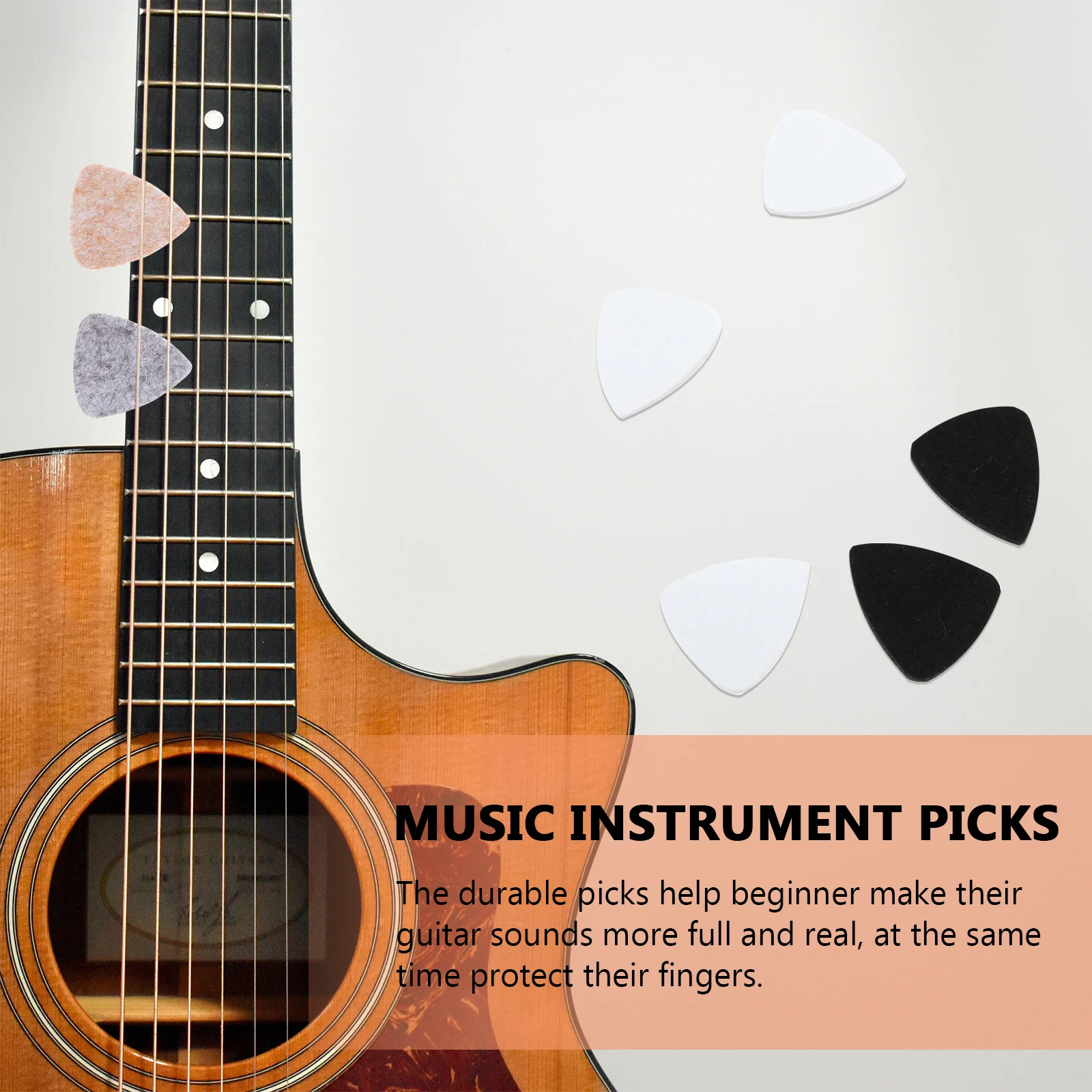 

20 pcs Picks For Guitar Ukulele Smooth Durable Plectrums Felt Picks For Guitar Music Instrument Parts Accessory Replacement