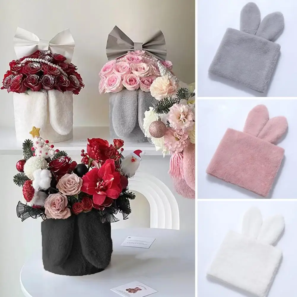 Eye-catching Comfortable Touch Bouquet Material Bucket Rabbit Ears Romantic Atmosphere Bouquet Material Bag Packing