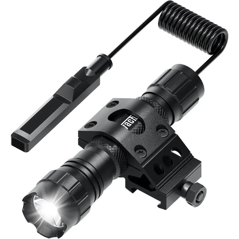 

Feyachi Tactical Flashlight 1200 Lumens, with Offset Mount & Pressure Switch, 200m Beam, 4H Runtime, Rainproof and Shockproof