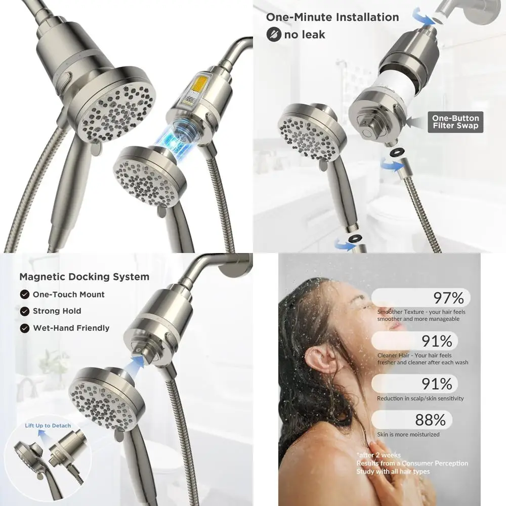 

Ручной душ высокого давления с фильтром KDF, 6 режимов, магнитная подставка, простая установка - BNP