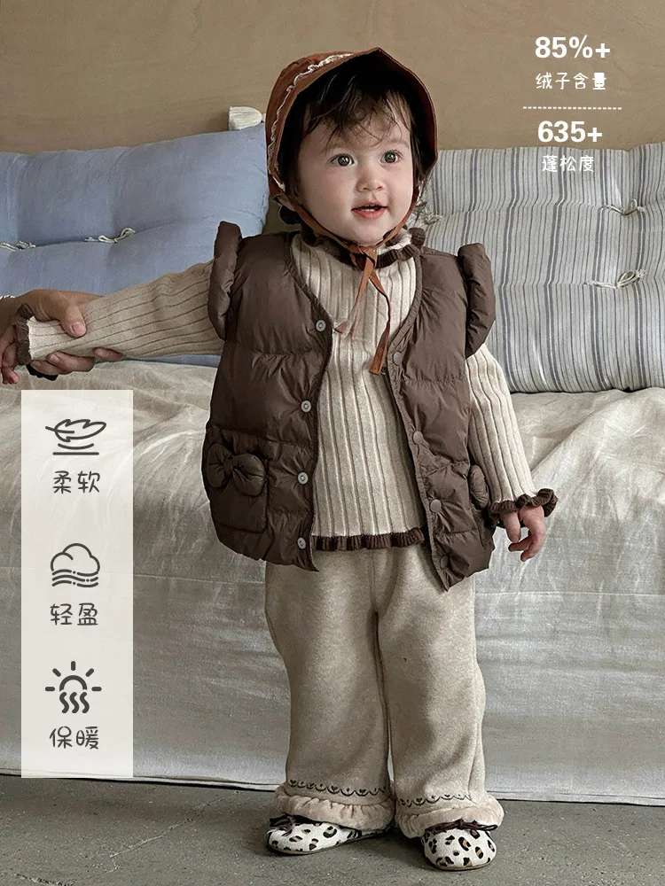 

Autumn and Winter Infant Down Vest aBaby Girl Winter Warm Vest Sleeveless Thickened Jacket for Girls