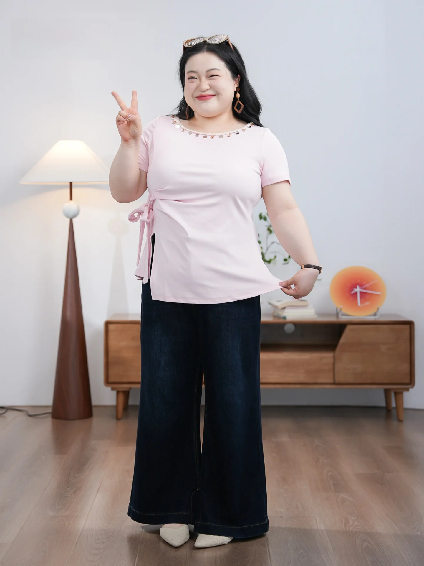 

Милый летний топ из хлопка и полиэстера с кружевными вставками и круглым вырезом, свободного кроя, для женщин