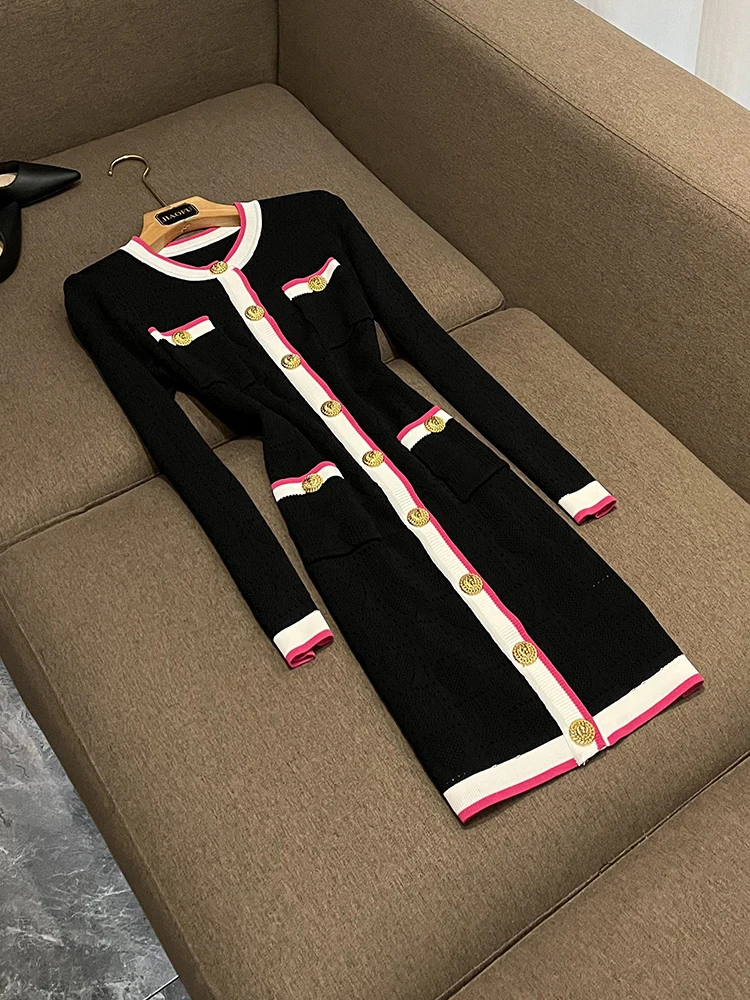 

Модный вязаный ажурный длинный свитер с круглым вырезом, приталенный, для повседневной носки, женский, для работы и отдыха