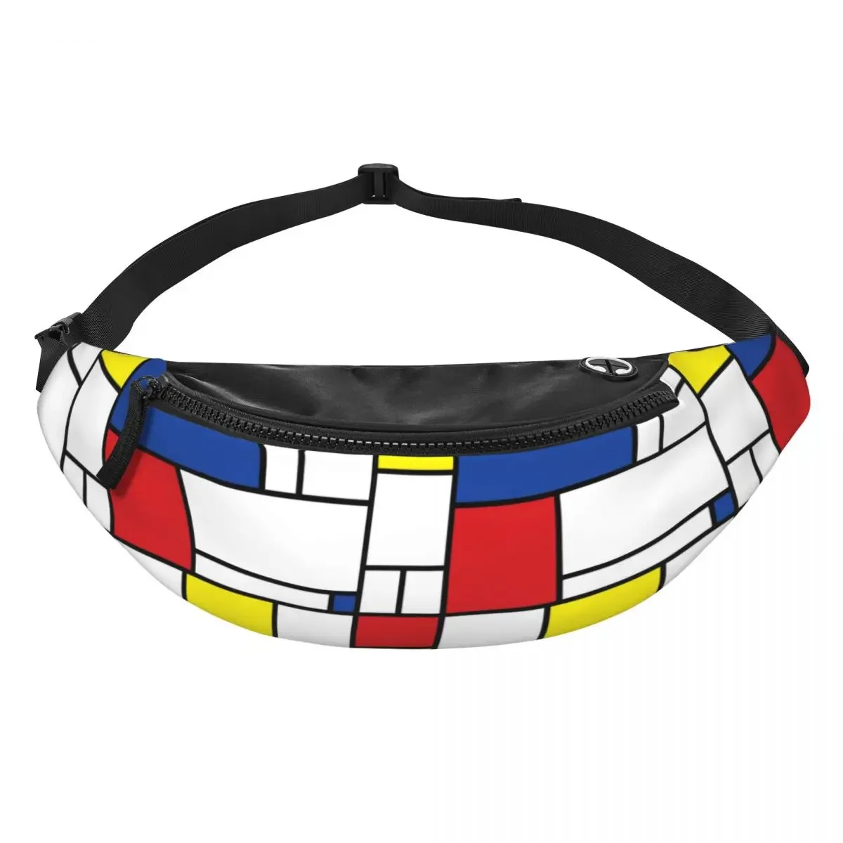 Piet Mondriaan Minimalistisch De Stijl Moderne Kunst Heuptasje Custom Geometrisch Crossbody Taillepakket Mannen Reizen Wandelen Telefoon Geld Zakje