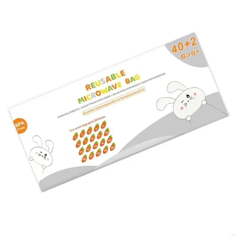 16/42 sacos limpeza reutilizáveis ​​para micro-ondas, sacos esterilizadores a para bomba tira-leite, garrafa bebê 20