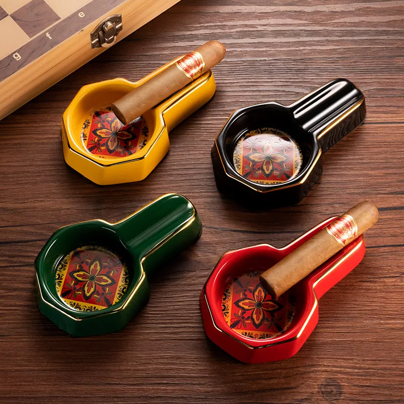 

1pcs European Cigar Ashtray Ceramic Painting Personalized Large Diameter Convenient Ashtray Cigarette Accessories