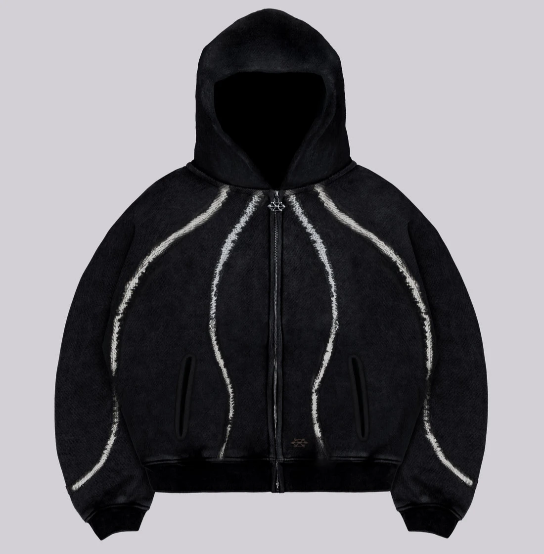 Heavy Splicing Striped Zipper Hoodie Street Harajuku Hip-hop Retro Męska i damska jesienno-zimowa pogrubiona bluza z kapturem Y2k