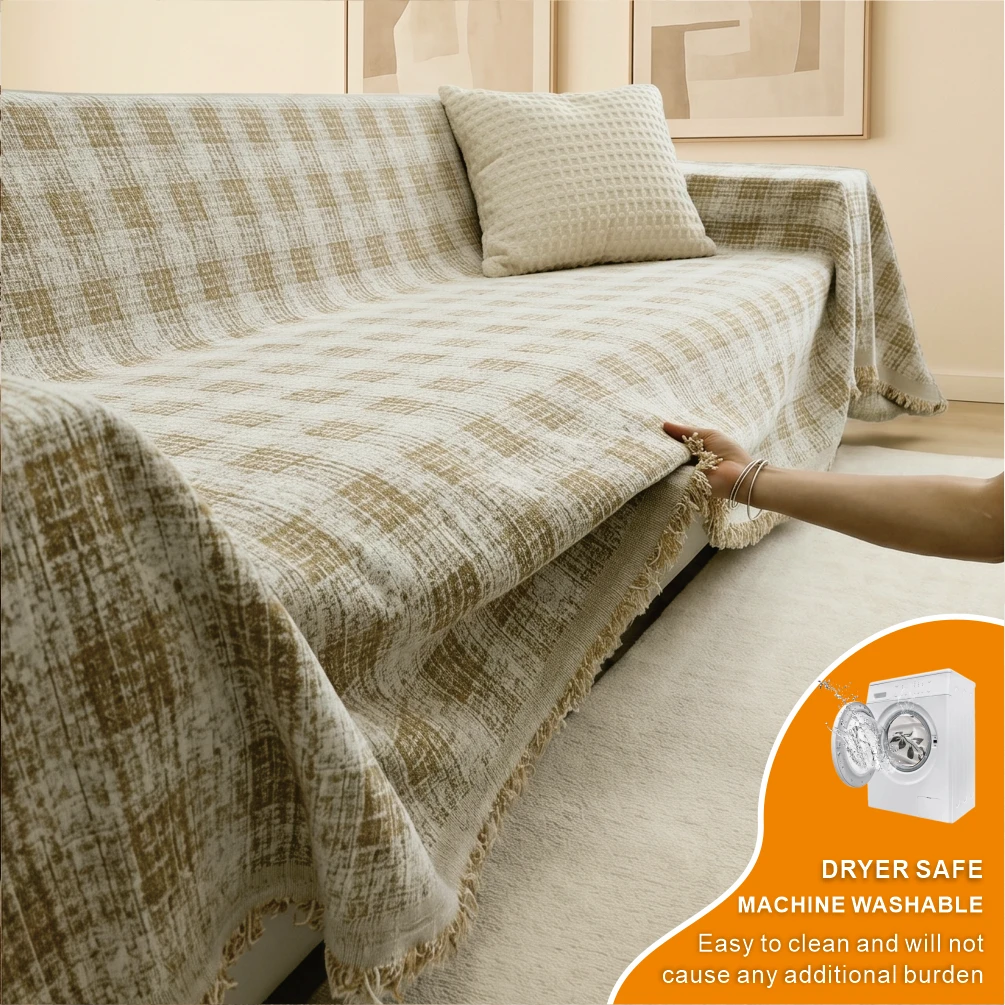 Multi-Color Chenille Sofa Towel Blanket Protective Cover - Machine Washable Fully Covered for Various Sofa Scenarios