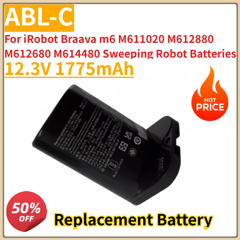 

New ABL-C 12.3V 1775mAh Replacement Battery For iRobot Braava m6 M611020 M612880 M612680 M614480 Sweeping Robot Batteries