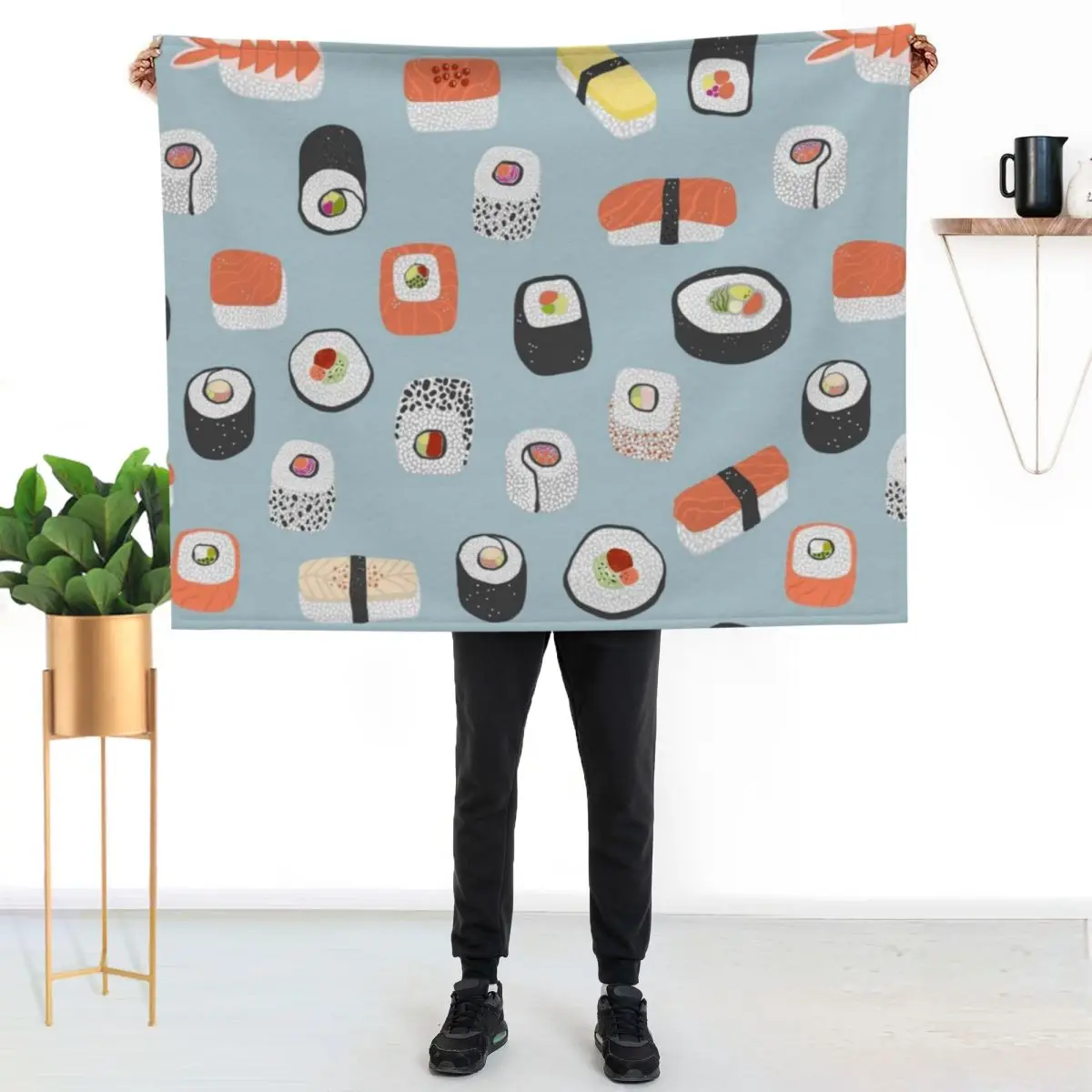 

Sushi Roll Maki Nigiri Japanese Food Art Throw Blanket Soft Comfort Blanket for Reading Watching TV