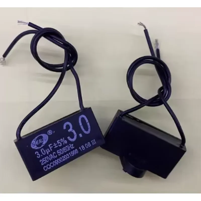 2pcs CBB61 250VAC 3uF 5% 50/60Hz 2 Wired Motor Run Start-up Capacitor