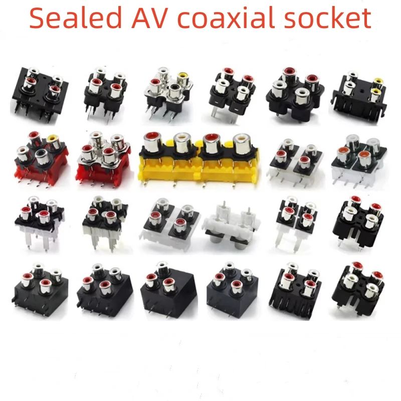 10PCS 2-6 Hole sealed AV coaxial socket RCA-247 video audio speaker Lotus connector 7 Type 13 Audio Base