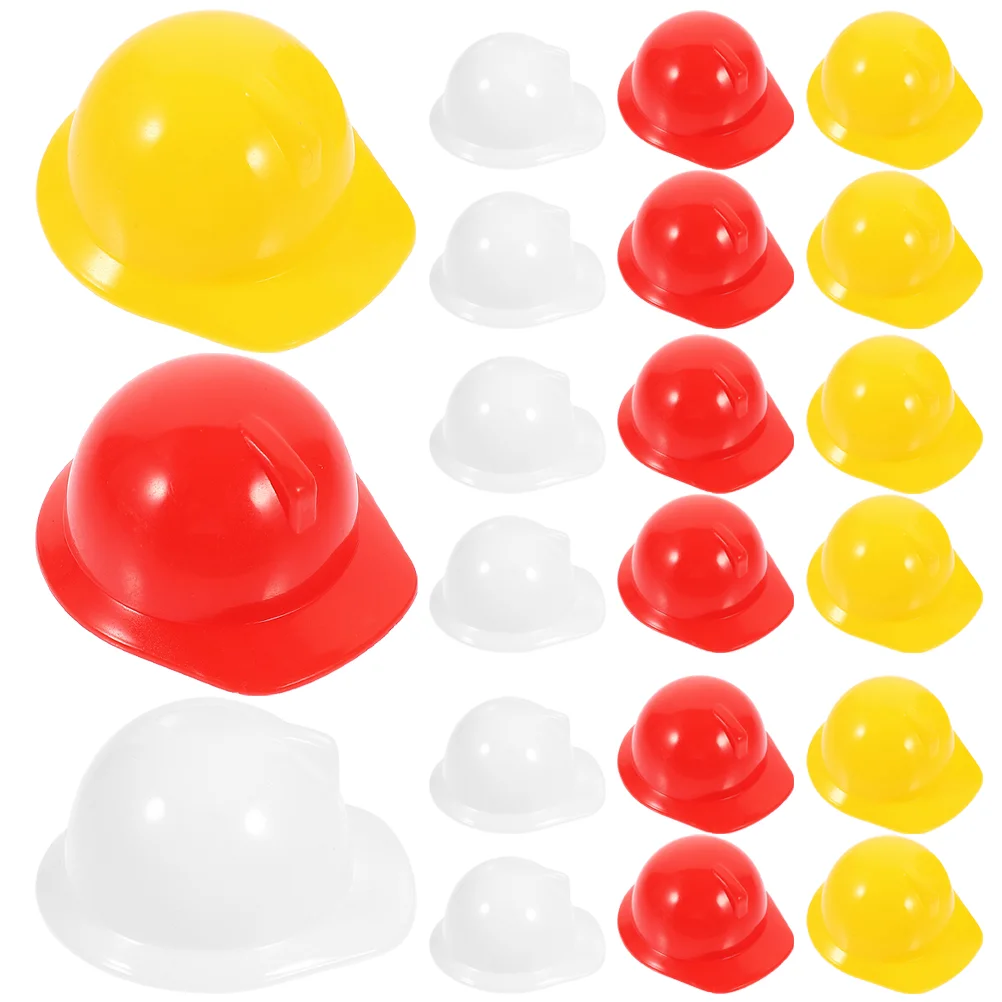 30 Pcs Mini Cap Hard Hat Chicken Pet Bird Cake Plastic Helmets Miniature Construction Safety