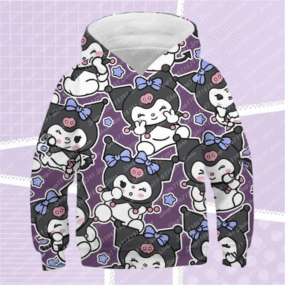 

Kids Clothing Girls Cute Cartoon Printed Sanrio Kuromi Animal Sweatshirt Boys Casual Fashion Pullover Autumn Children's Hoodies