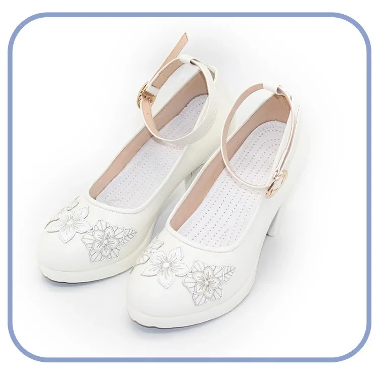 Rana Kaname Cosplay Shoes Anime Accessories Cosplay Prop White High Heels PU Leather Shoes Halloween Carnival Boots Custom Made