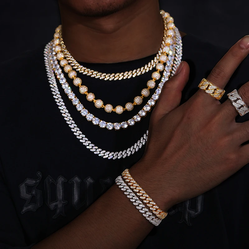 Fine Jewelry Unisex Buddhist Beads Chain Necklaces Moissanite Iced Out Chain 10mm 8mm 6mm For Men Hip Hop Jewelry