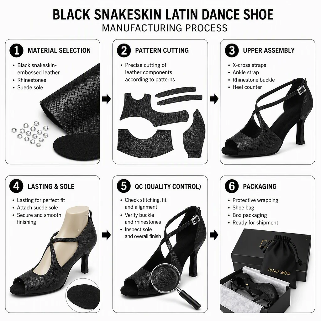 Lychee Pattern PU Latin Dance Shoes for Women Ballroom Jazz Salsa Dance Shoes for Ladies New Rhinestone Buckle Black