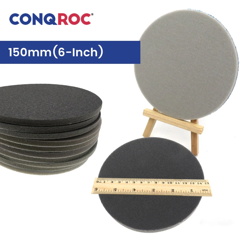 150mm(6-Inch) Sponge Sanding Discs Silicon Carbide Hook & Loop Dry and Wet Abrasive Papers 10-Piece P300400~3000