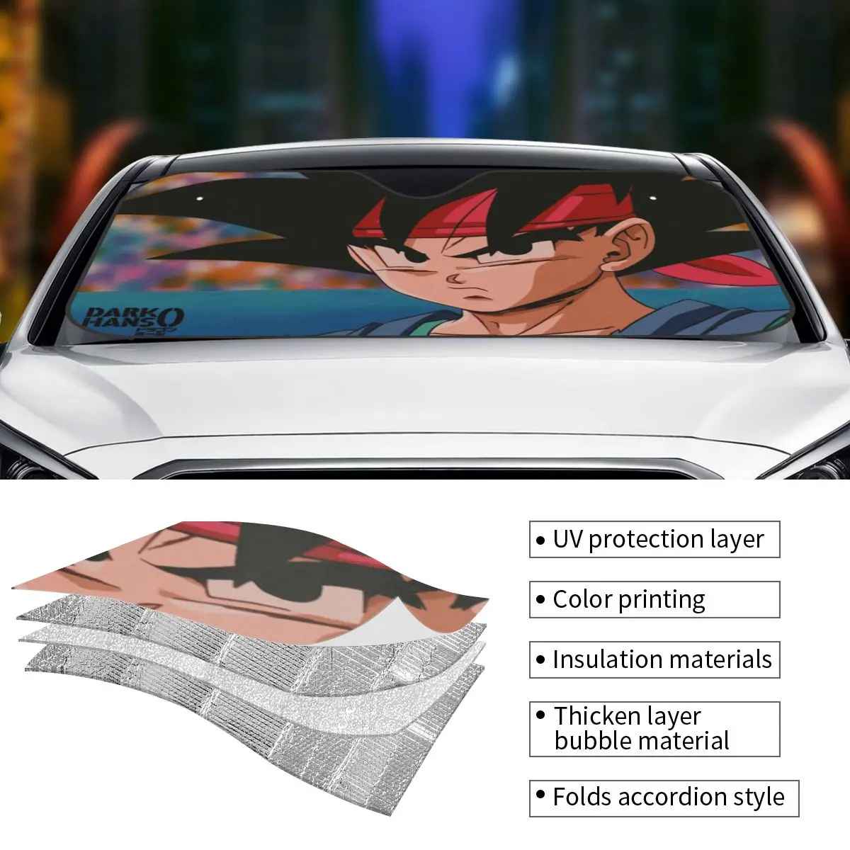 ドラゴンボール Z ドラゴンボール アニメ サンシェード フロントガラス 折りたたみ式 車用フロントウィンドウバイザー 車窓フロントガラスカバー 車カバー