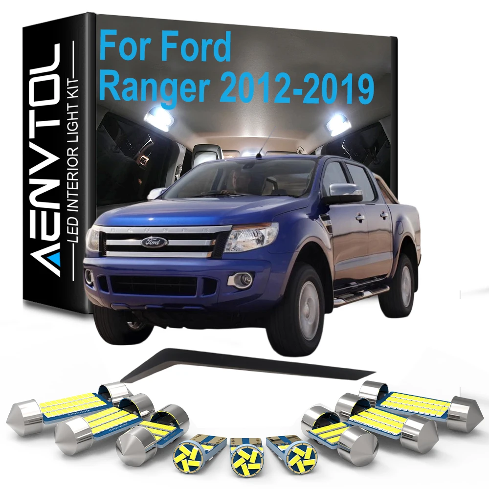 12Pcs LED Interior Dome Map Light Kit For Ford Ranger 2012 2013 2014 2015 2016 2017 2018 2019 Sunvisor Lamp Accessories