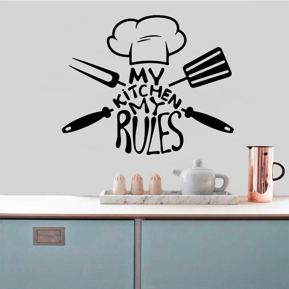 1pc Diy Cutlery Quote Self adhesive Stickers For Kitchen Room Decor Cooking fork Sticker Dinner Wall Art Decal