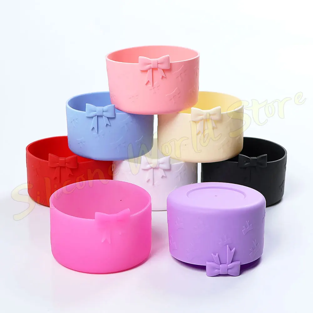 SW Cartoon Animal Bow 7.5CM Silicone Cup Bottom Cover For Stanley 40oz Tumbler Protective Water Bottle Sleeve Anti-slip Cup Boot