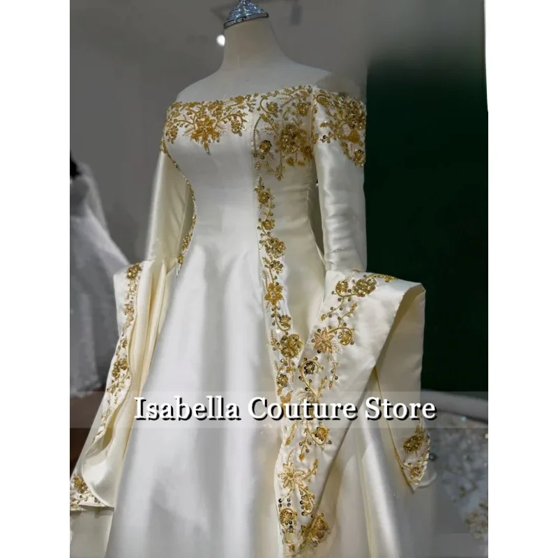 Customized Luxury Gorgeous Beaded Print Wedding Dress 2026 Middle Eastern Bridal Gowns Formal Evening Gowns Engagement Dresses
