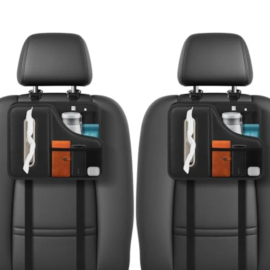 

Car Tissue Holder, Back Seat Organizer with Cup Holder, Multifunctional Car Headrest Seat Back Storage, Large Tissue Box Cover