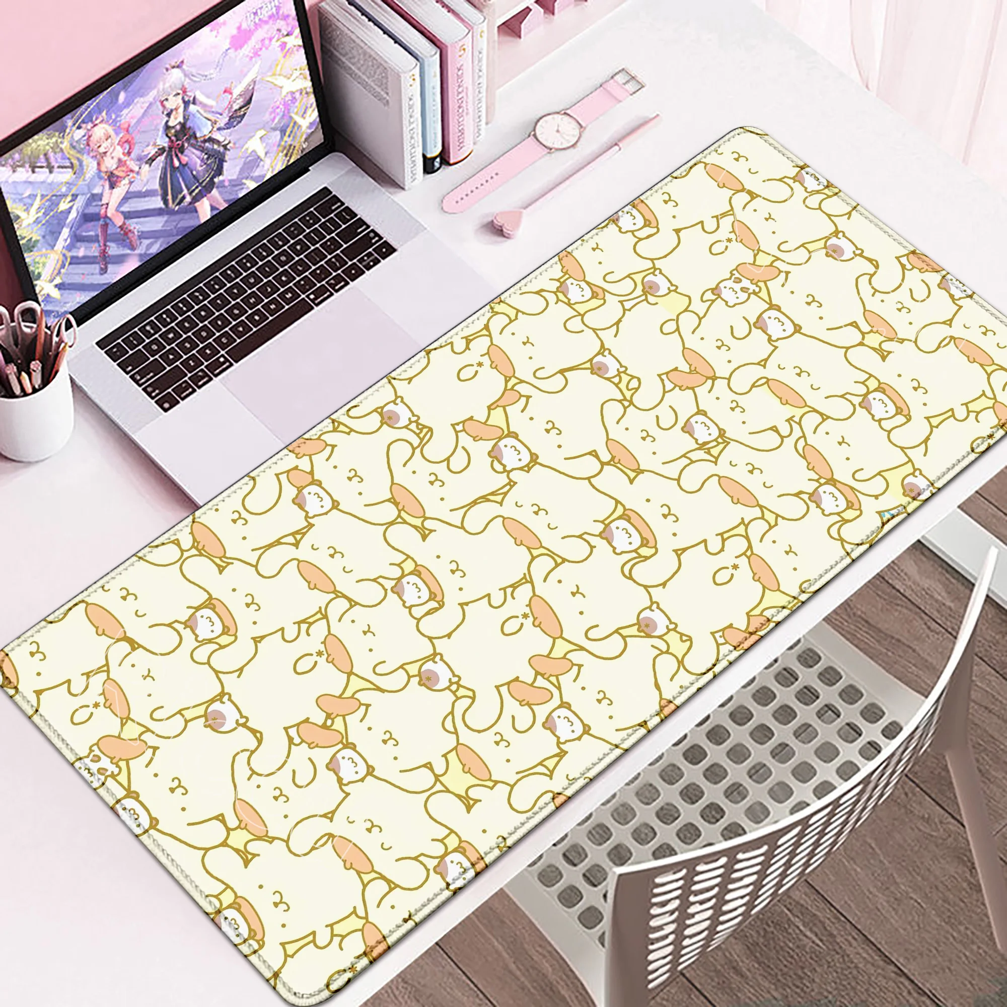 

HD Kawaii Pudding Dog Mousepad Girls Cute Anime Cartoon Desk Mat Non-Slip Game Office Mouse Pad Lock Edge Computer Keyboard Pads