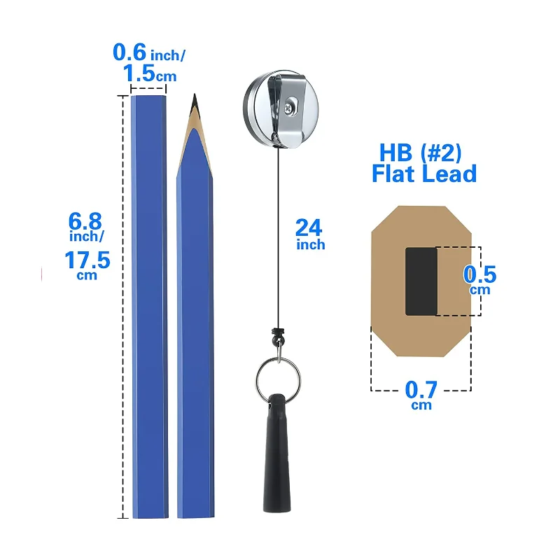 

Wood Construction Carpenter Pencil with Retractable Pen Holder and Sharpener for Carpenter Marking Pencils