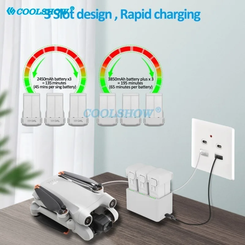 بطارية طائرة بدون طيار جديدة لـ DJI Mini 3 Pro Plus وشاحن محور شحن ثنائي الاتجاه لملحقات بطاريات Mini 3 Pro 3850mah