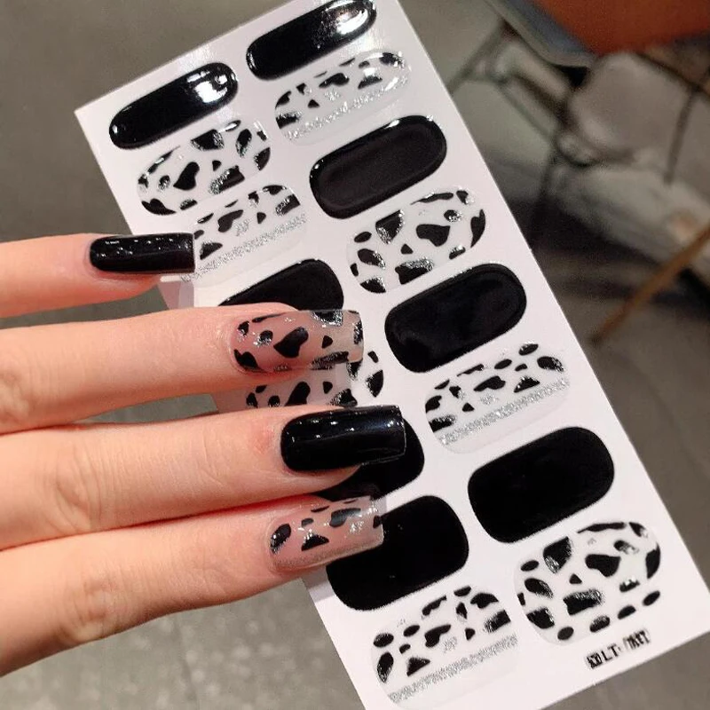 16 punte francese copertura completa involucri per unghie adesivo stampa sulle unghie donne salone adesivi per unghie fai da te decalcomanie nail manicure arte unghie finte