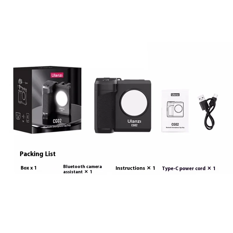 New Ulanzi CG02 Smartphone Selfie Grip Custom Bluetooth Fill Light with CRI 95+ 5500K 15M Remote Zoom & Anti-Shake Stabilizer