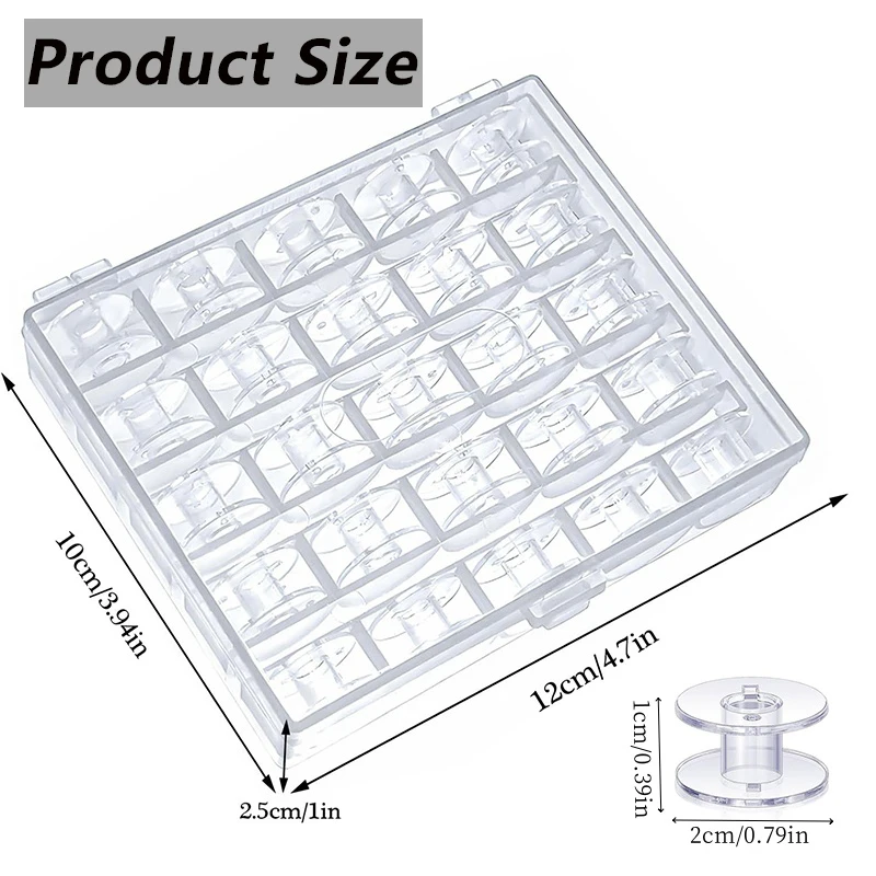 25pcs Home Sewing Machine Bottom Thread Bobbin Set Sewing Accessories Clear Plastic Spools with Storage Box for Brother Janome