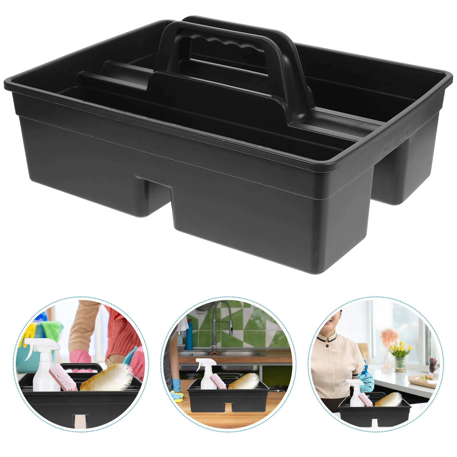 Large Capacity Storage Tray Portable Dual Sides Tool Basket Dark Grey Car Item Cleaning Plastic Box Durable PP Material Tidy