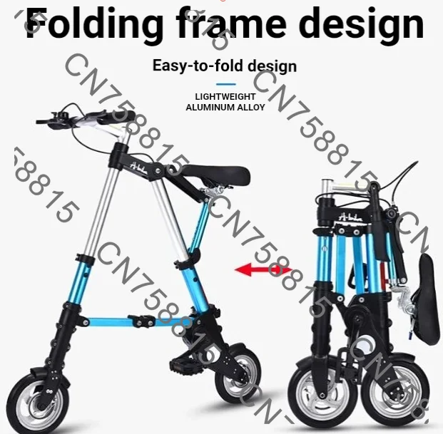 Portable Bicycle Foldable Mini Non-Slip Road Bike，For Adult 8-Inch Folding Bicycle Multi-Function Mountain Bike Ultralight