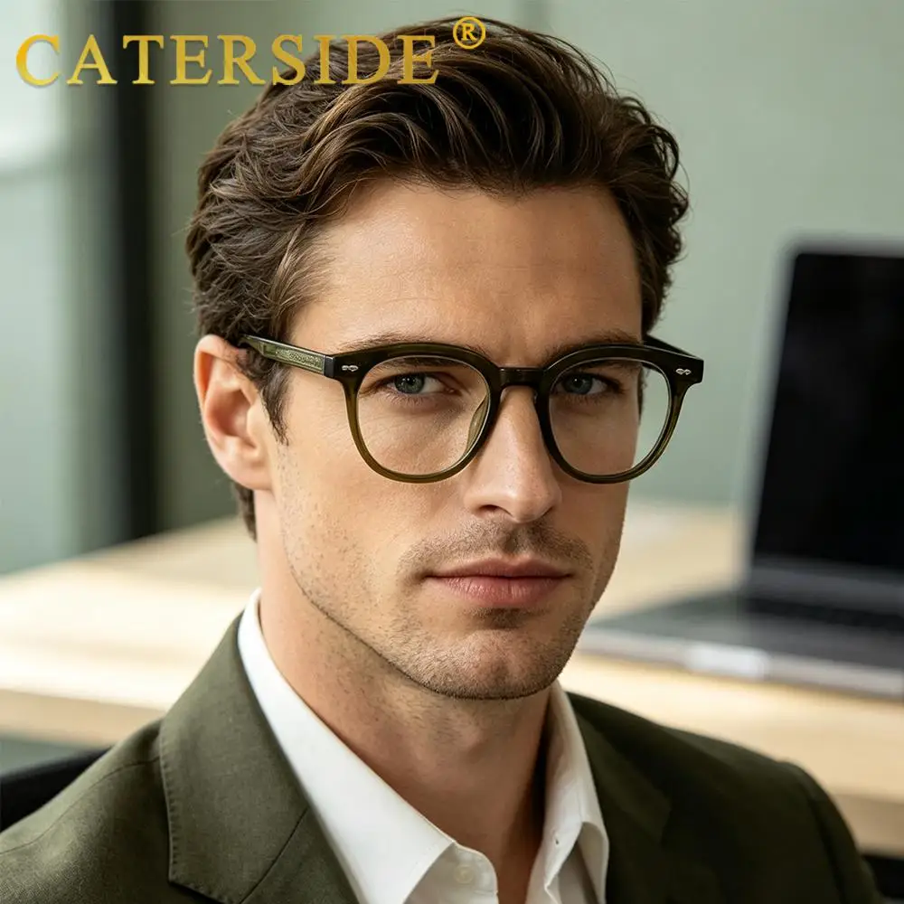CATERSIDE Klassische Herren-Anti-Blaulicht-Brille Tr-90 Ovaler Brillenrahmen Damen Mode Computer Blaulicht-Schutzbrille – Detail 3