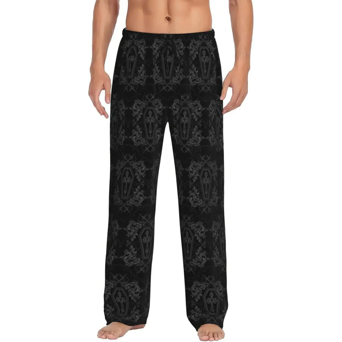 Custom Goth Black Bats Pajama Pants Men Sleepwear Sleep Lounge Bottoms with Pockets