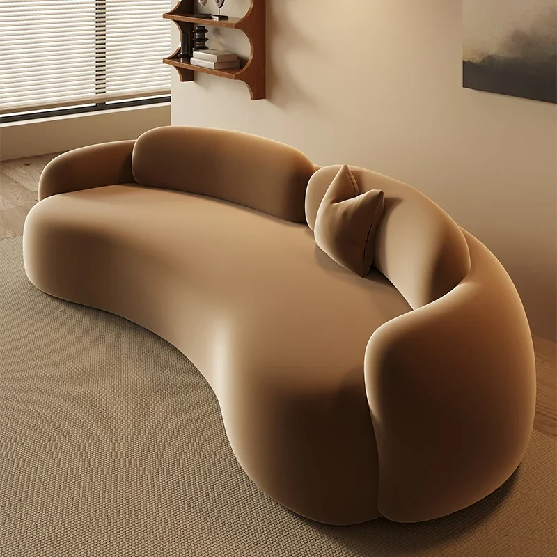 

Curved special-shaped sofa, small apartment cream style clothing store beauty salon homestay office rest area reception