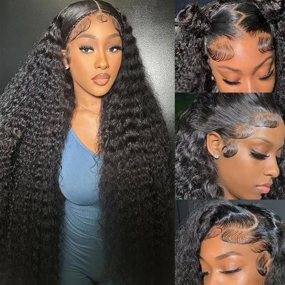 Peluca Frontal de encaje 13x6 Hd, cabello humano rizado de onda profunda de 200 de densidad, pelucas frontales onduladas de agua 100% prearrancadas para mujeres negras brasileñas