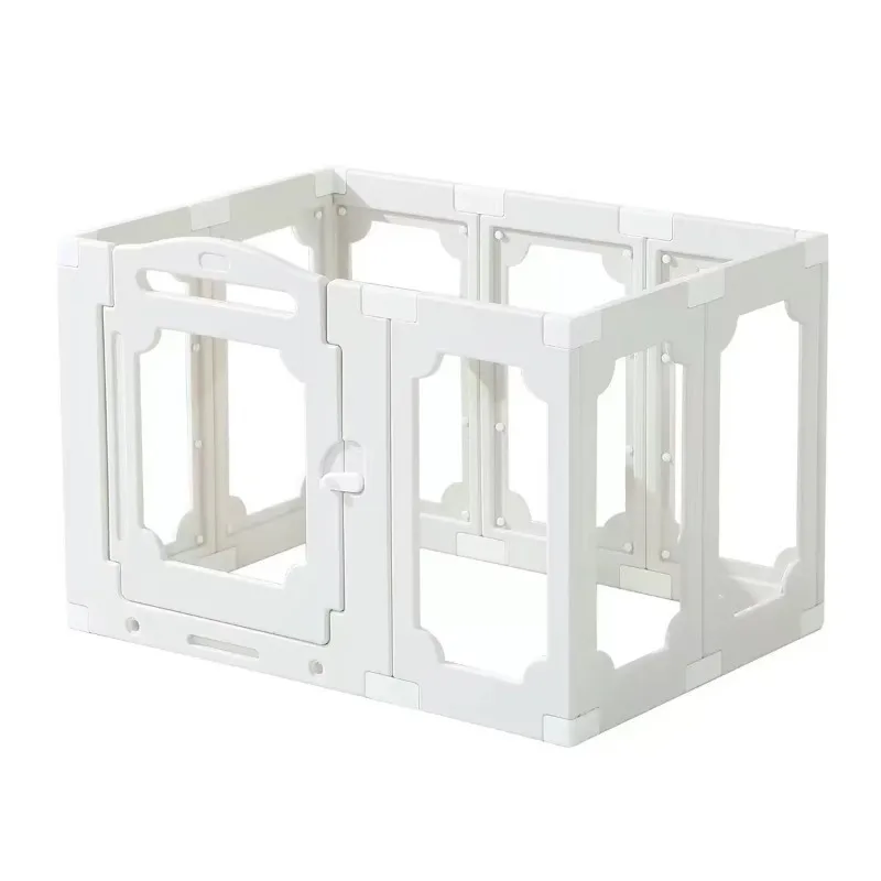 Modular Foldable Pet Playpen – HDPE Frame with Transparent Panels for Dogs, Cats & Small Pets