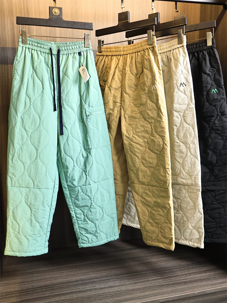 

Мужские и женские хлопковые брюки с твердой и четкой плиссированной текстурой, осенне-зимние хлопковые брюки с хлопковой вставкой, стеганые теплые водонепроницаемые брюки...