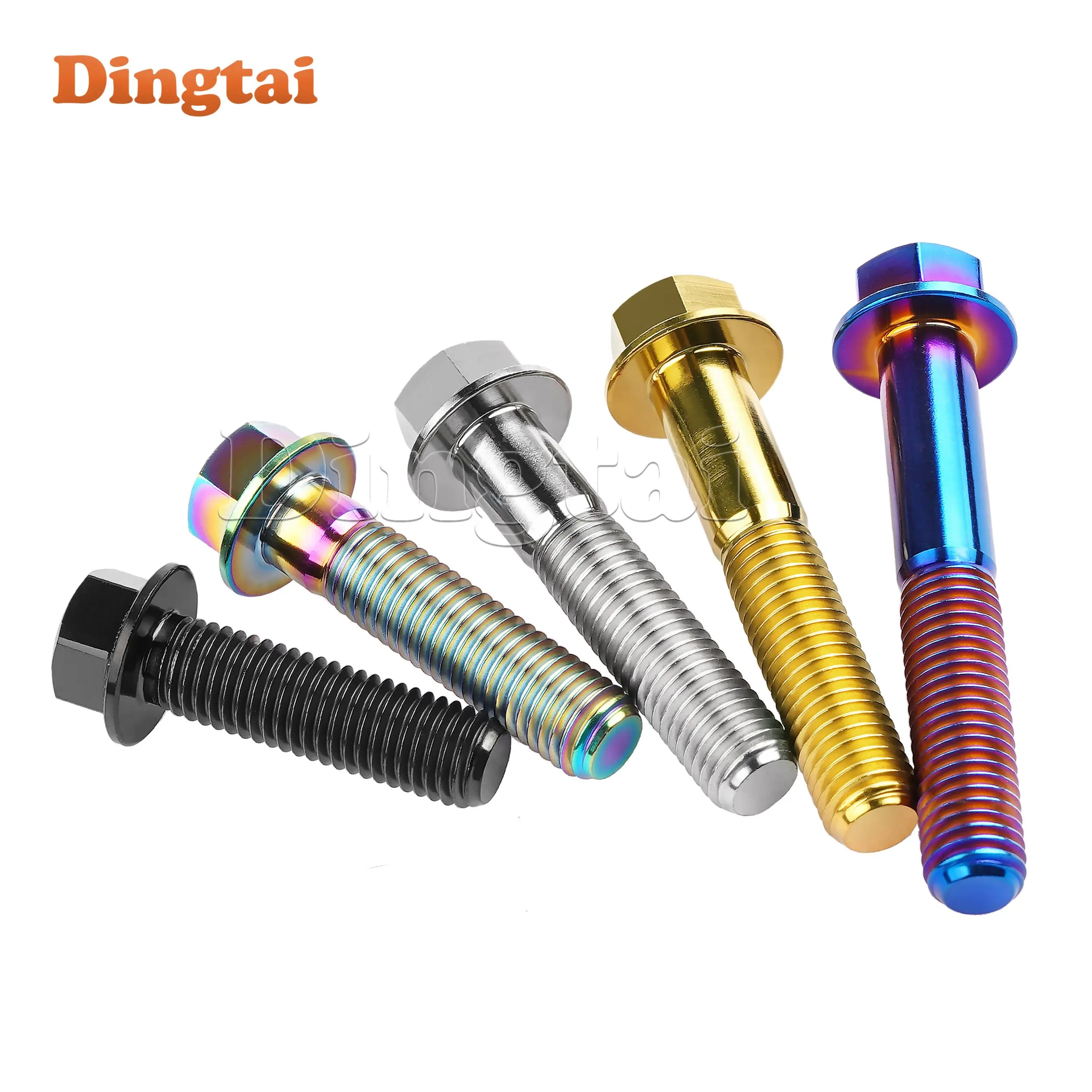 Dingtai Titanium Bolt 10PCSM7x10 15 20 25 30 35 40 45 50mm  Hex Flange Head Screws for bicycle motorcycle Direct sale