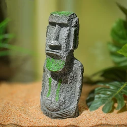 Aquarium Moai Statues Easter Island Head Ornaments Statues Fish Tank Landscaping Decor Home Tabletop Terrarium Aquascapin