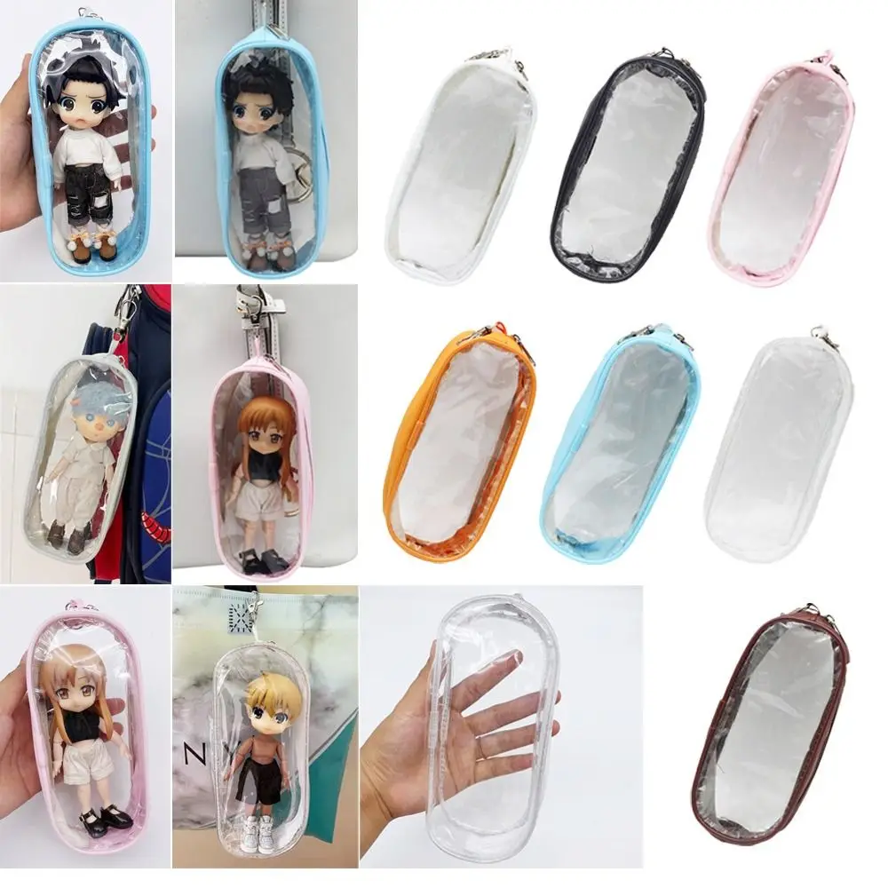 16x7cm PVC Clear Doll Storage Bag Keychain Bag Organizer Box Plush Dolls Outing Bag Dust Cover Storage Pouch Doll Accessories