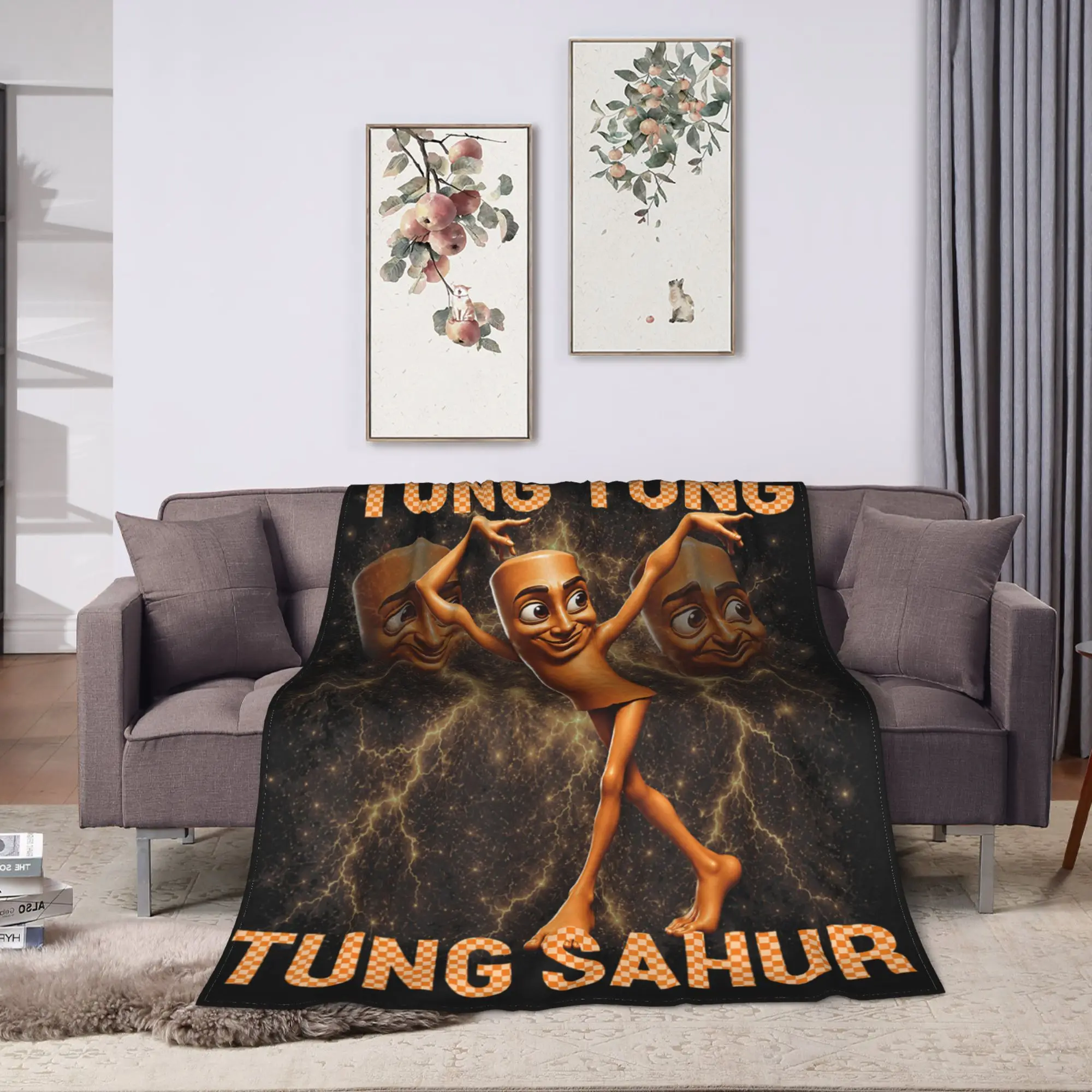 Tung Tung Tung Sahur is Calling Funny Viral Dance Meme Blankets Bedding Throws Winter Adults Child Home Decor Office Bedspread