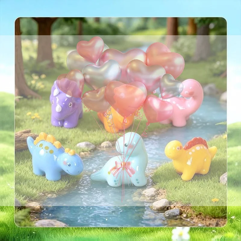 6Pcs Mini Dinosaur Resin Figurines Cute Cartoon Ornaments DIY Accessories for Backpack Keychain Pendant Making