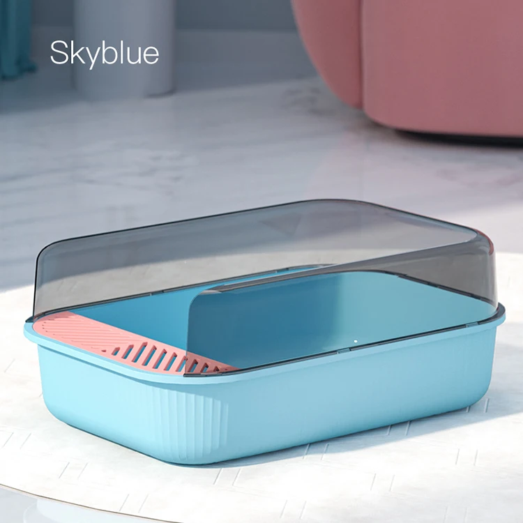 

Hot Sale Pet Supplies Cleaning Plastic Cat Toilet Box Tray Simple Cute Cat Head Cat Litter Box