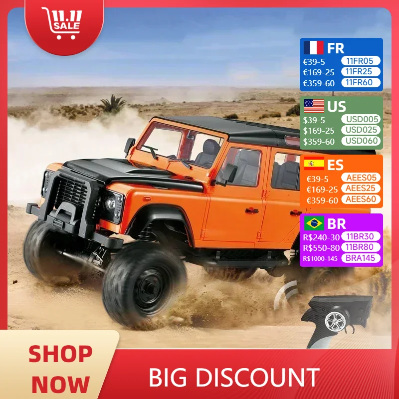 E101 Remote Control Car 1:8 Five Doors Large Car 4wd D110 Crawler Buggy Climbing Car Motor Metal Beam Double E Powerful Toy