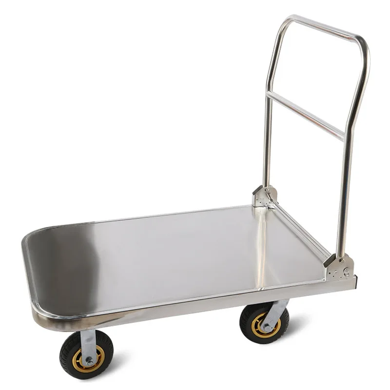 

Commercial Kitchen Foldable Trolley Multifunctional Stainless Steel Flat Cart for Hotels and Restaurants